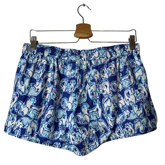 Lilly Pulitzer Medium 3" Nylon Run Around Shorts in Blue Elephant Get Trunky - Picture 7 of 11
